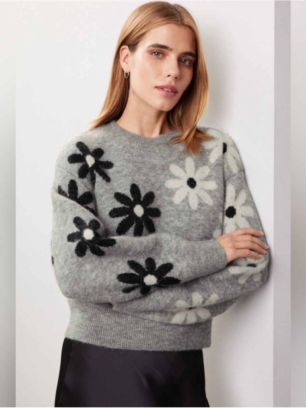 SANDRO Maguy Floral Intarsia Knit Sweater size 2